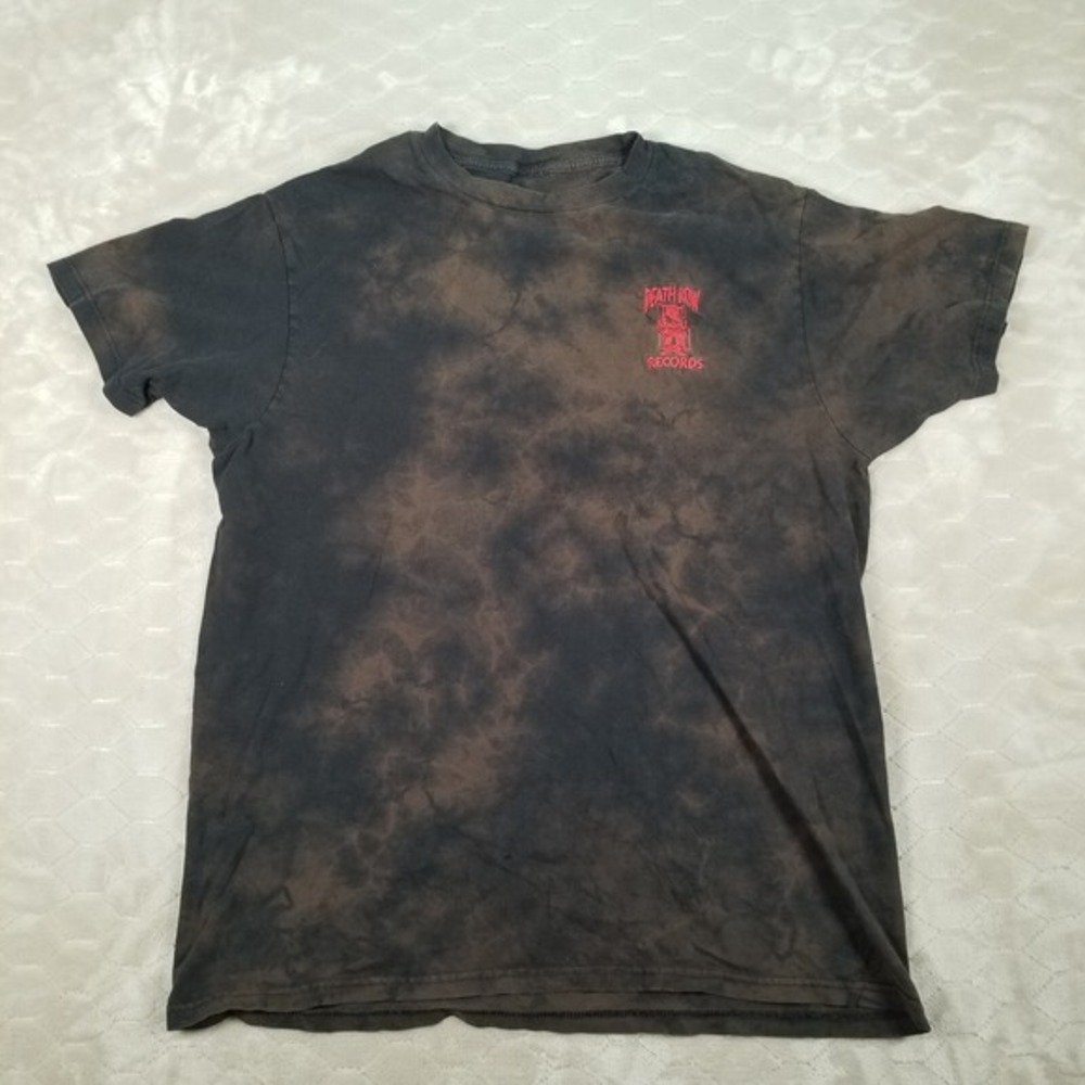 Death Row Records Shirt Black Tie Dye Bleach Dye Embroidered Logo Sz Large WORN